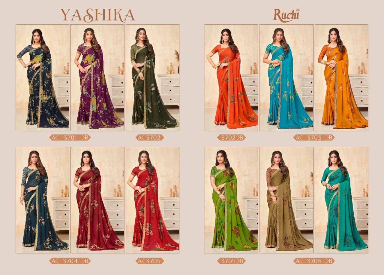 Ruchi Yashika Casual Daily Wear Georgette Printed Fancy Saree Collection
